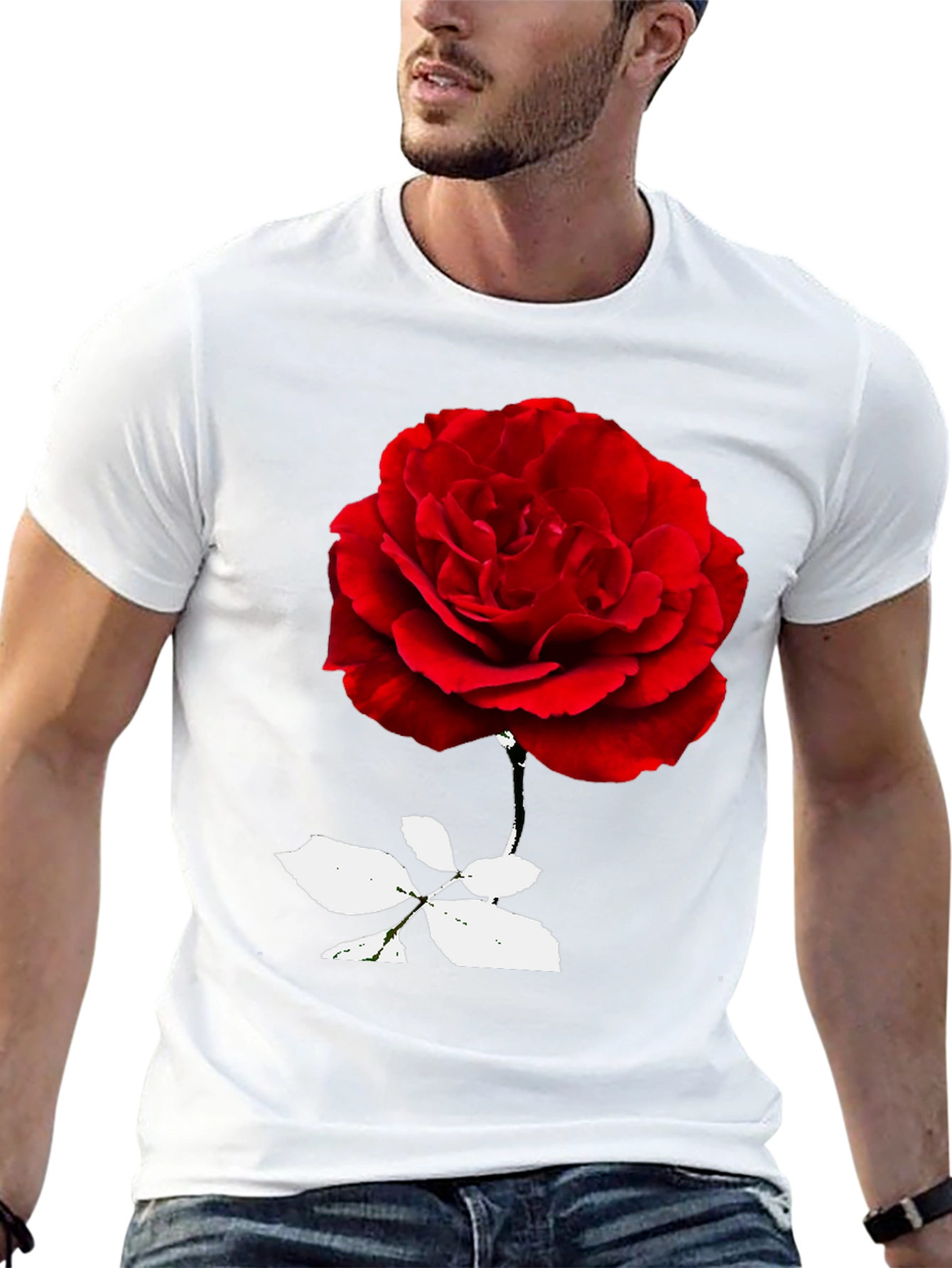 Red Rose Graphic Black T-Shirt