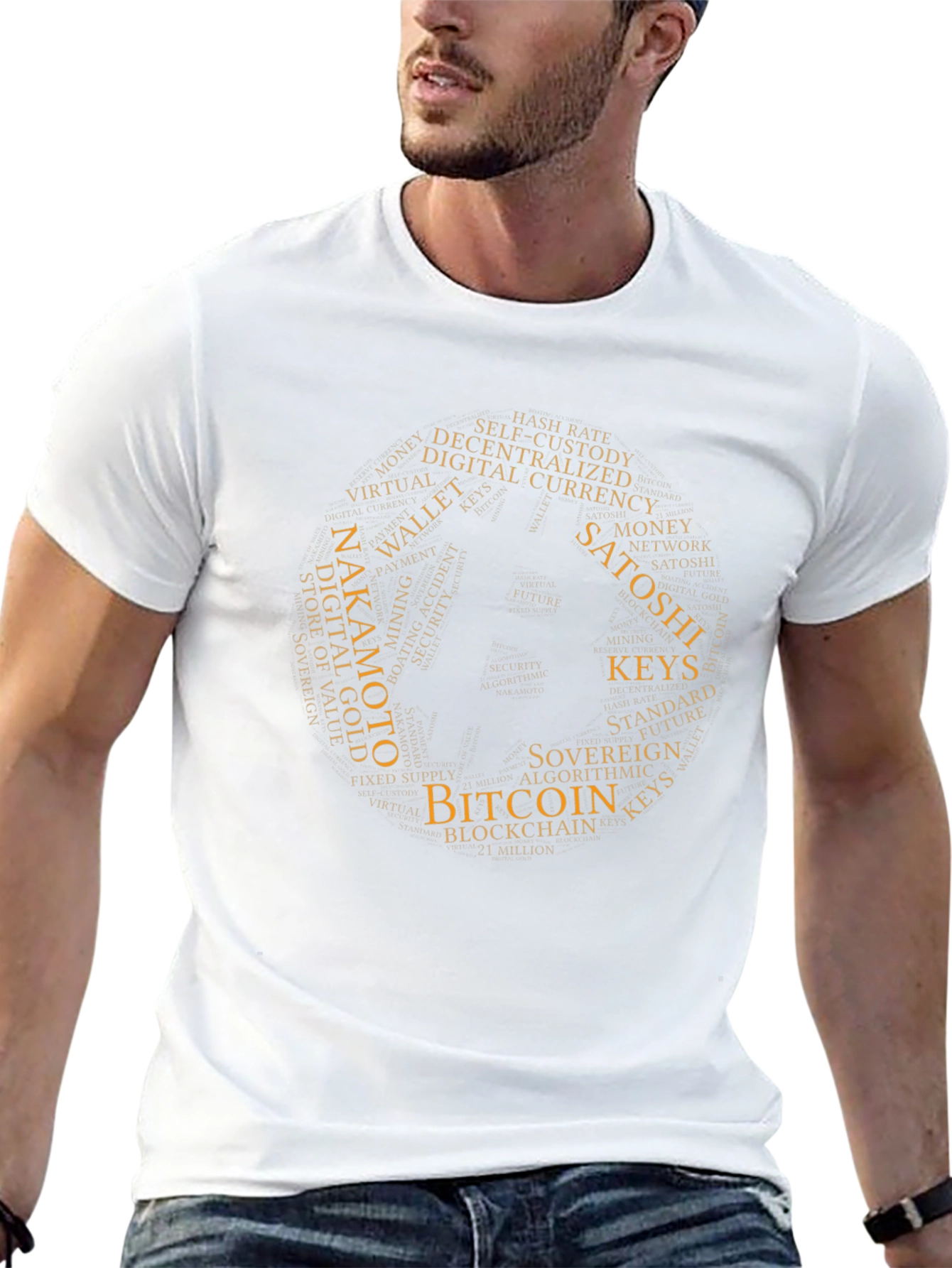 Bitcoin Word Cloud T-Shirt - Crypto Tee