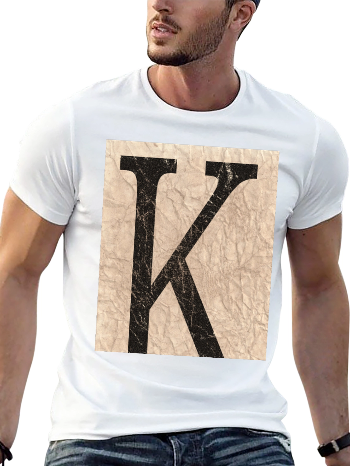 Letter K Graphic Print Black T-Shirt