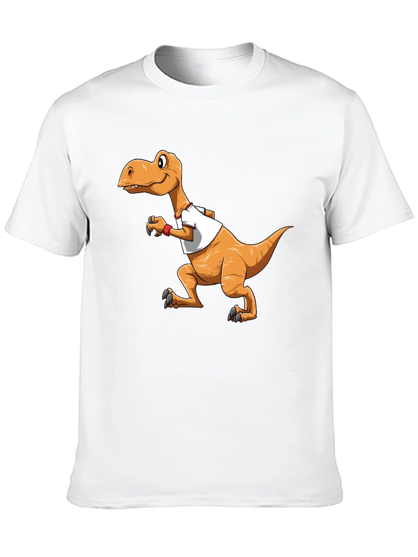 Cartoon Dinosaur Graphic Tee - Black