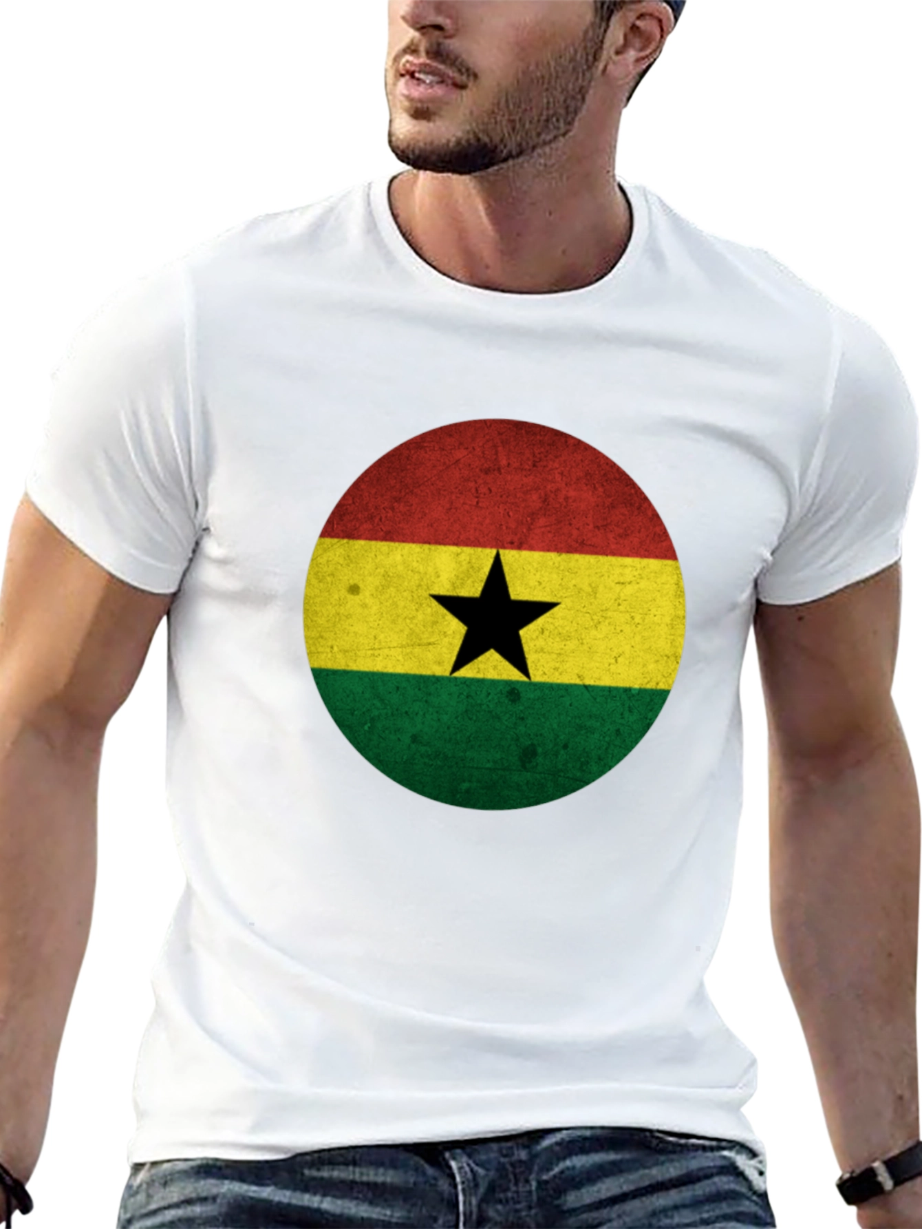 Ghana Flag Graphic T-Shirt - Mens Black Tee