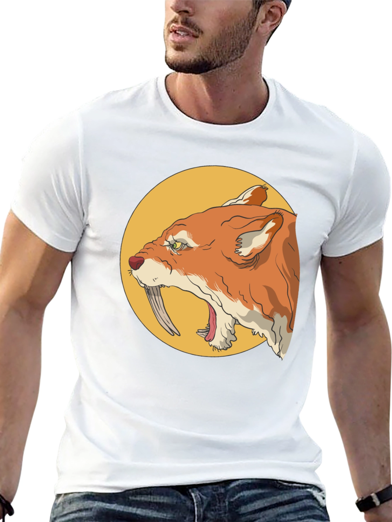 Cool Graphic Tee - Saber-Toothed Cat Design