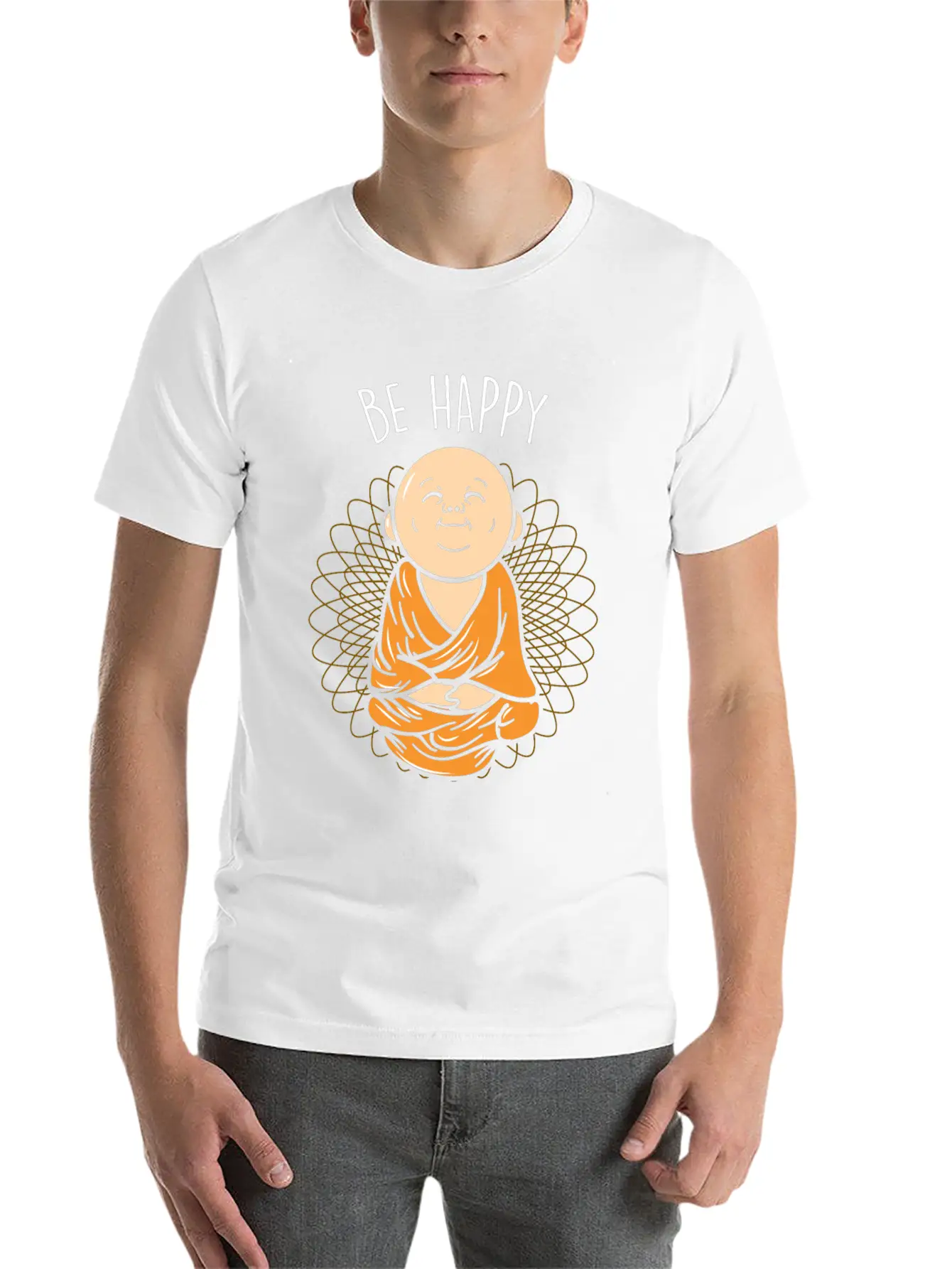 Be Happy Zen Little Buddha Mandala Buddhist Unisex Casual T-Shirt – Clean Design For Daily Comfort