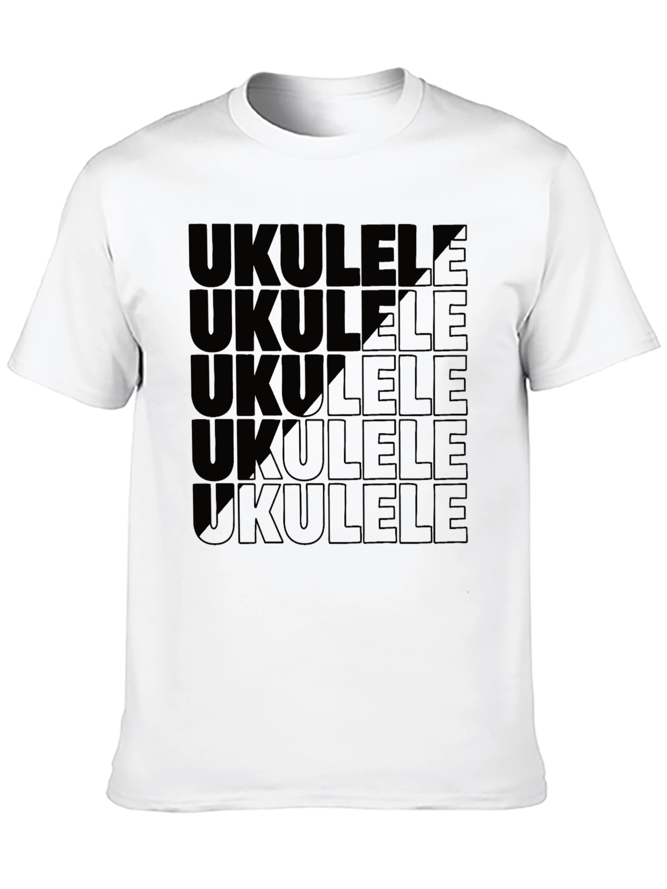Ukulele Graphic Print Black T-Shirt