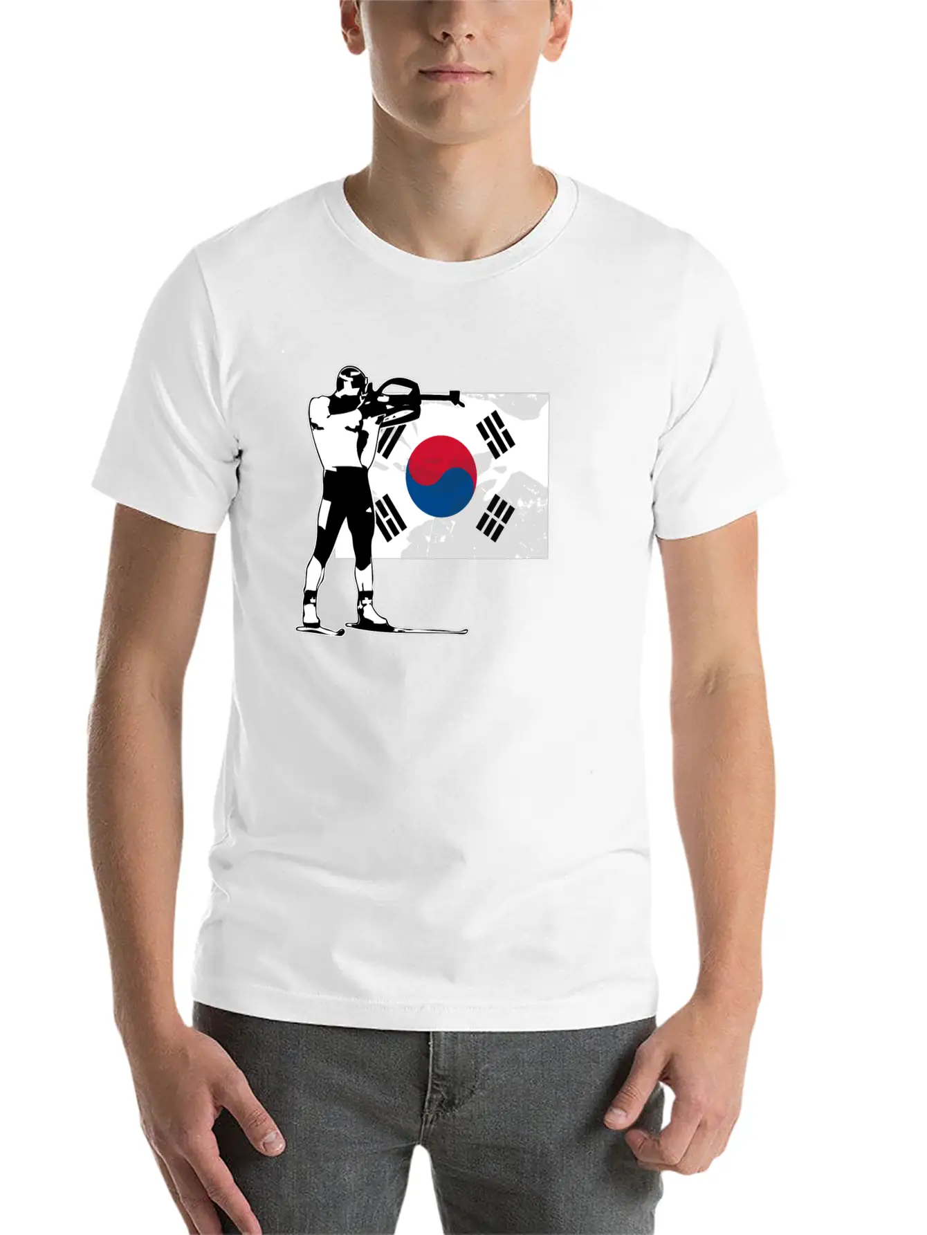 Biathlon - South Korea Flag Unisex Casual T-Shirt – Clean Design For Daily Comfort