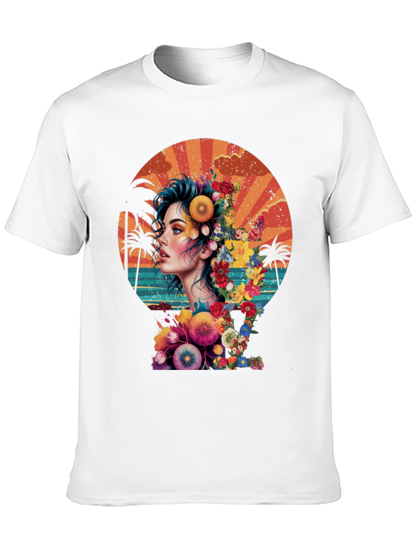 Floral Woman Graphic T-Shirt - Tropical Design