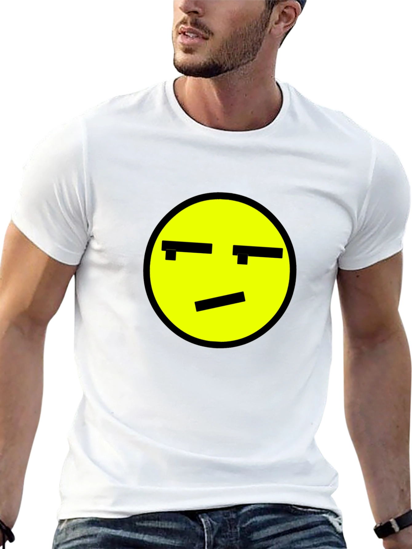 Skeptical Emoji Graphic Black T-Shirt