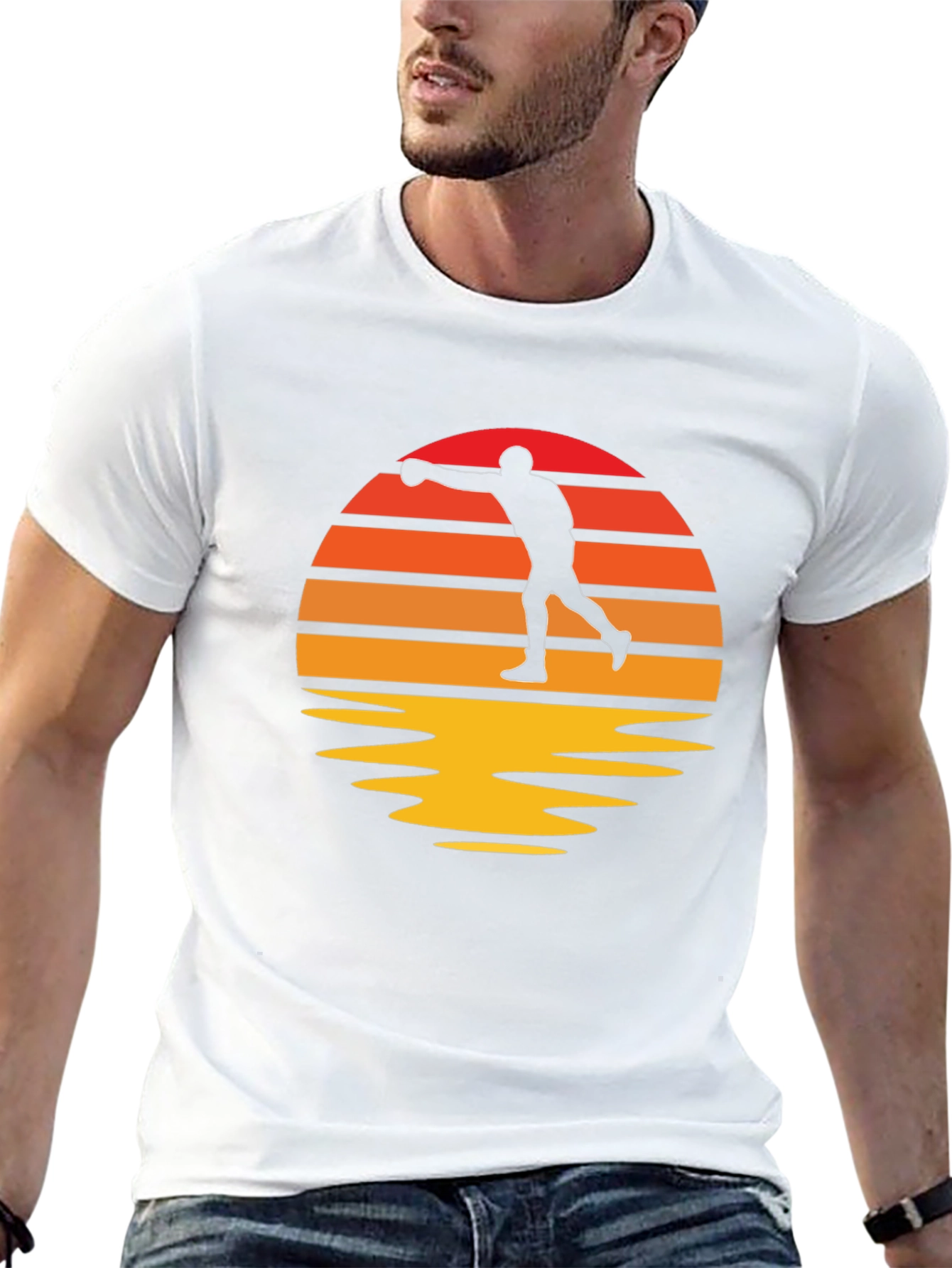 Retro Sunset Bowling Strike T-Shirt