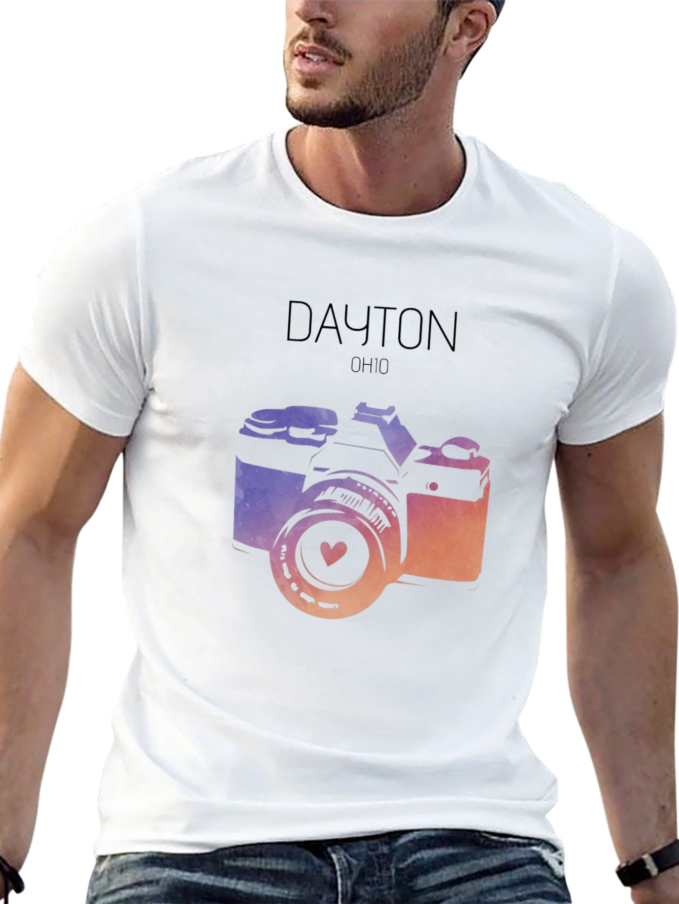 Dayton Ohio Camera Graphic Black T-Shirt