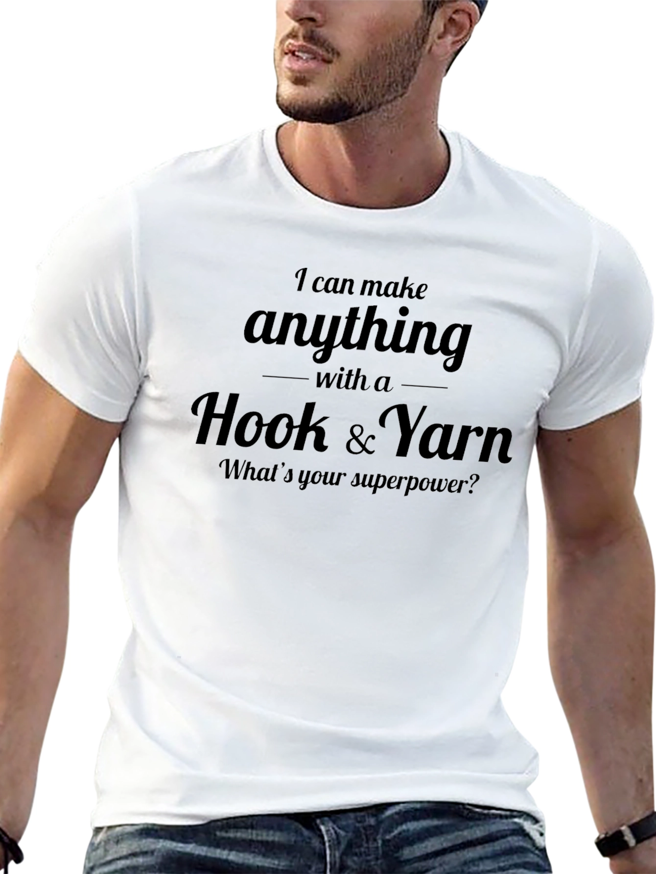Hook & Yarn Superpower Black Graphic T-Shirt