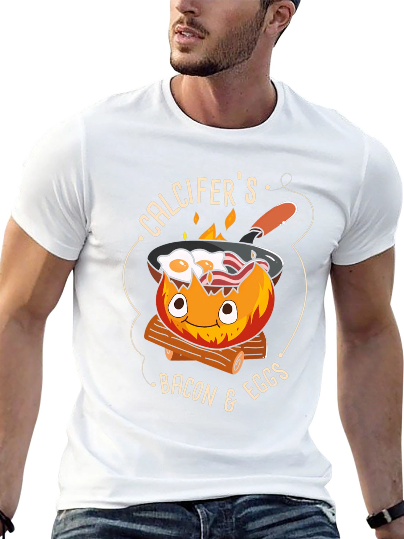 Calcifers Bacon & Eggs Black T-Shirt