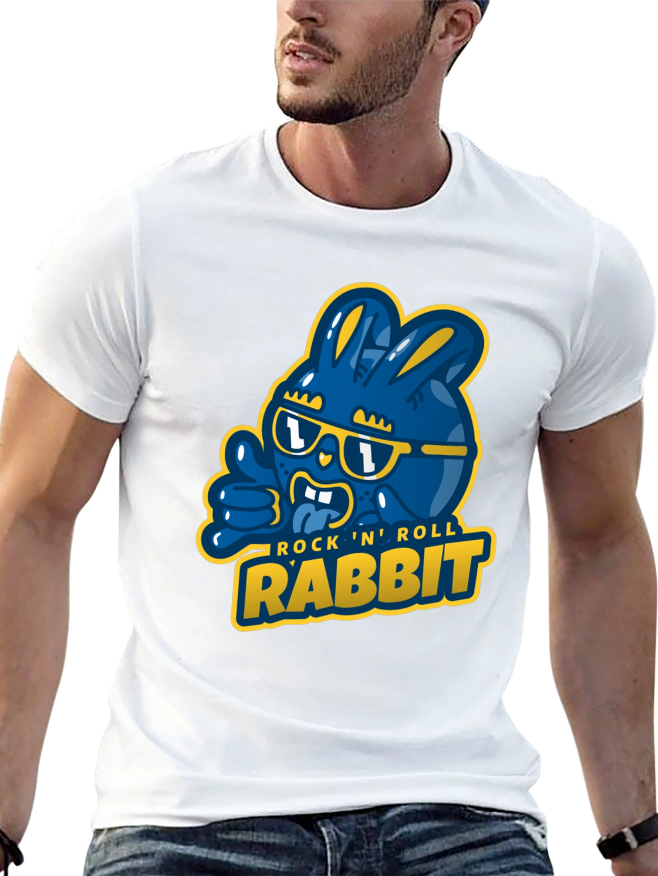Rock N Roll Rabbit Black Graphic T-Shirt