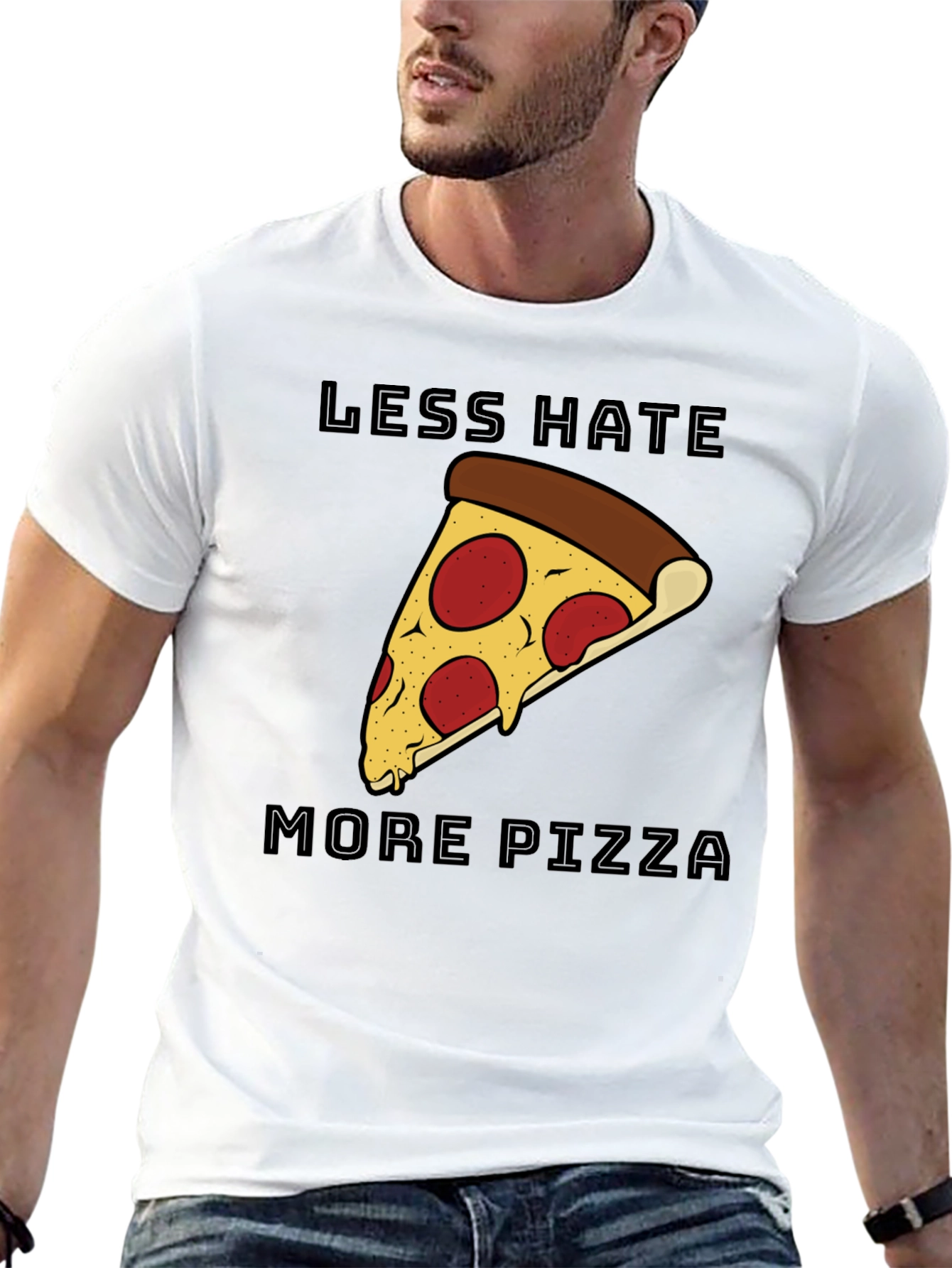 Less Hate More Pizza Graphic T-Shirt