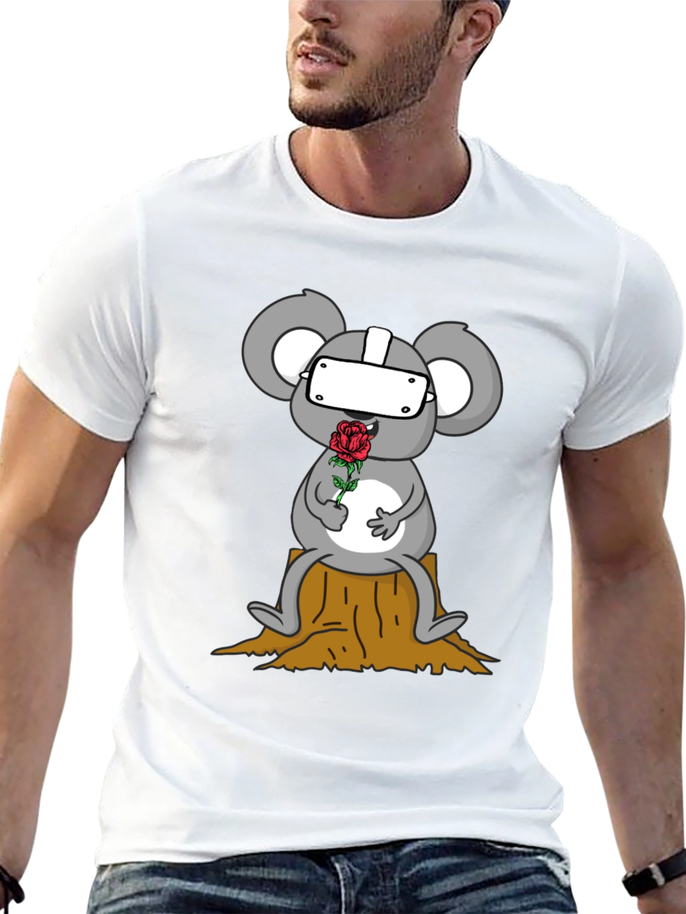 VR Koala Holding Rose Graphic Tee - Unisex