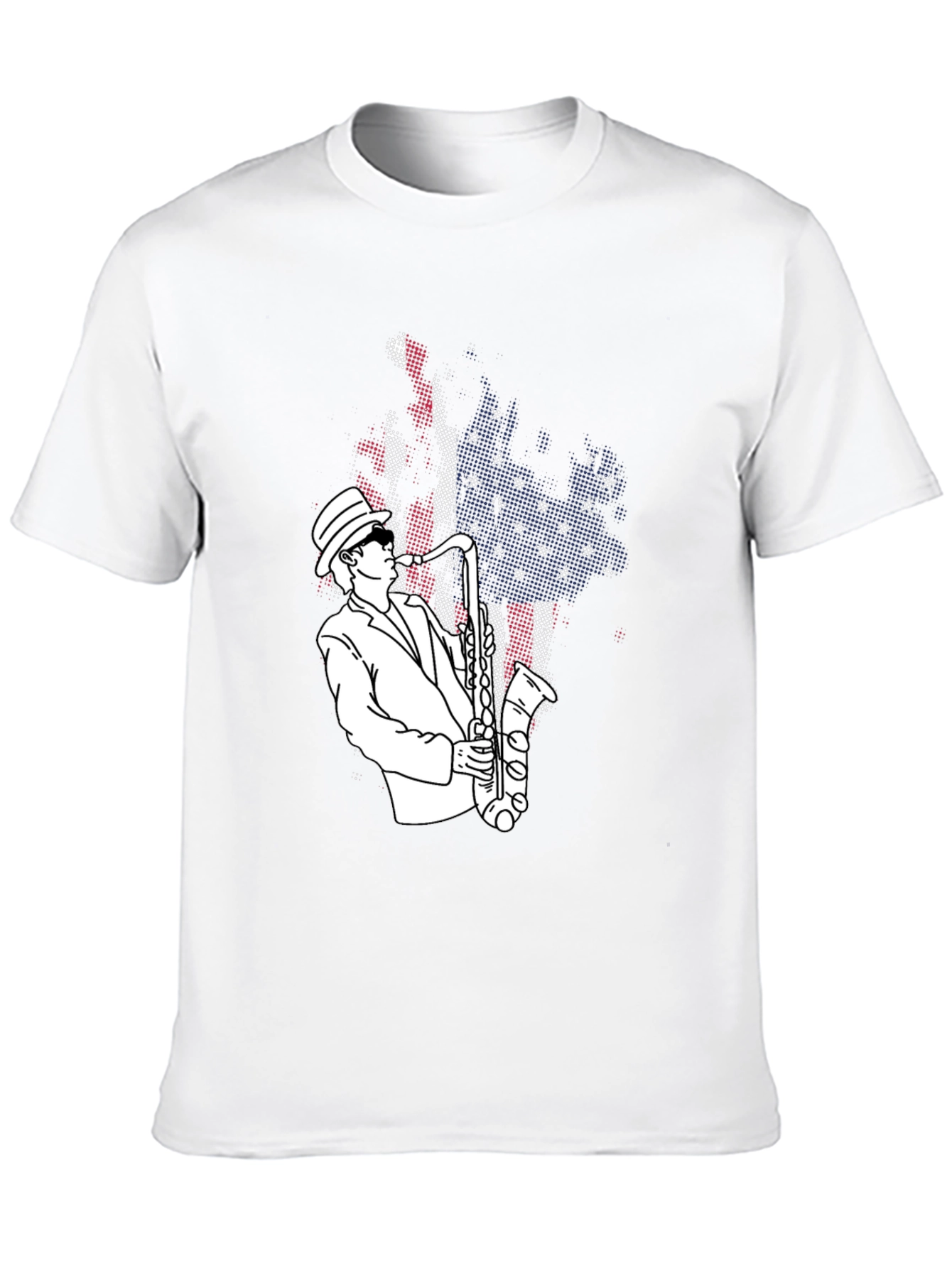 Jazz Saxophone Player T-Shirt - USA Flag Design