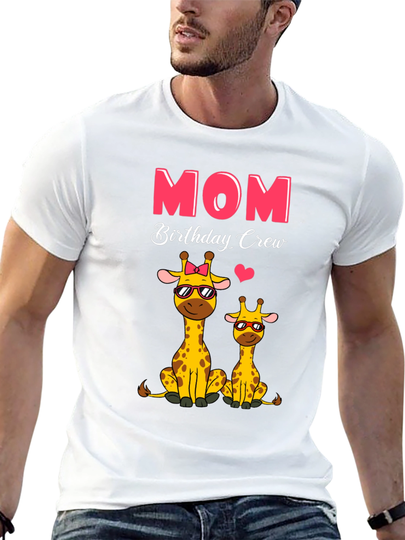 Mom Birthday Crew Giraffe Graphic T-Shirt