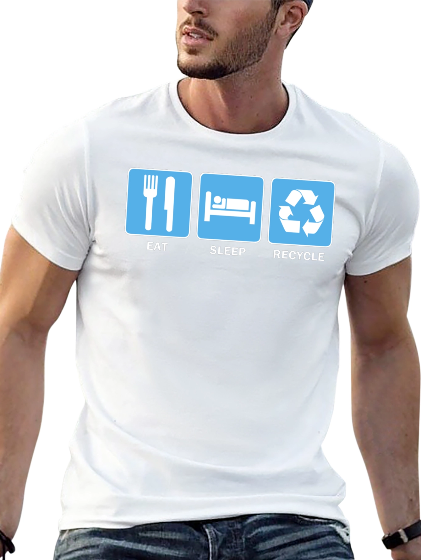Eat Sleep Recycle T-Shirt Eco-Friendly Humor Tee