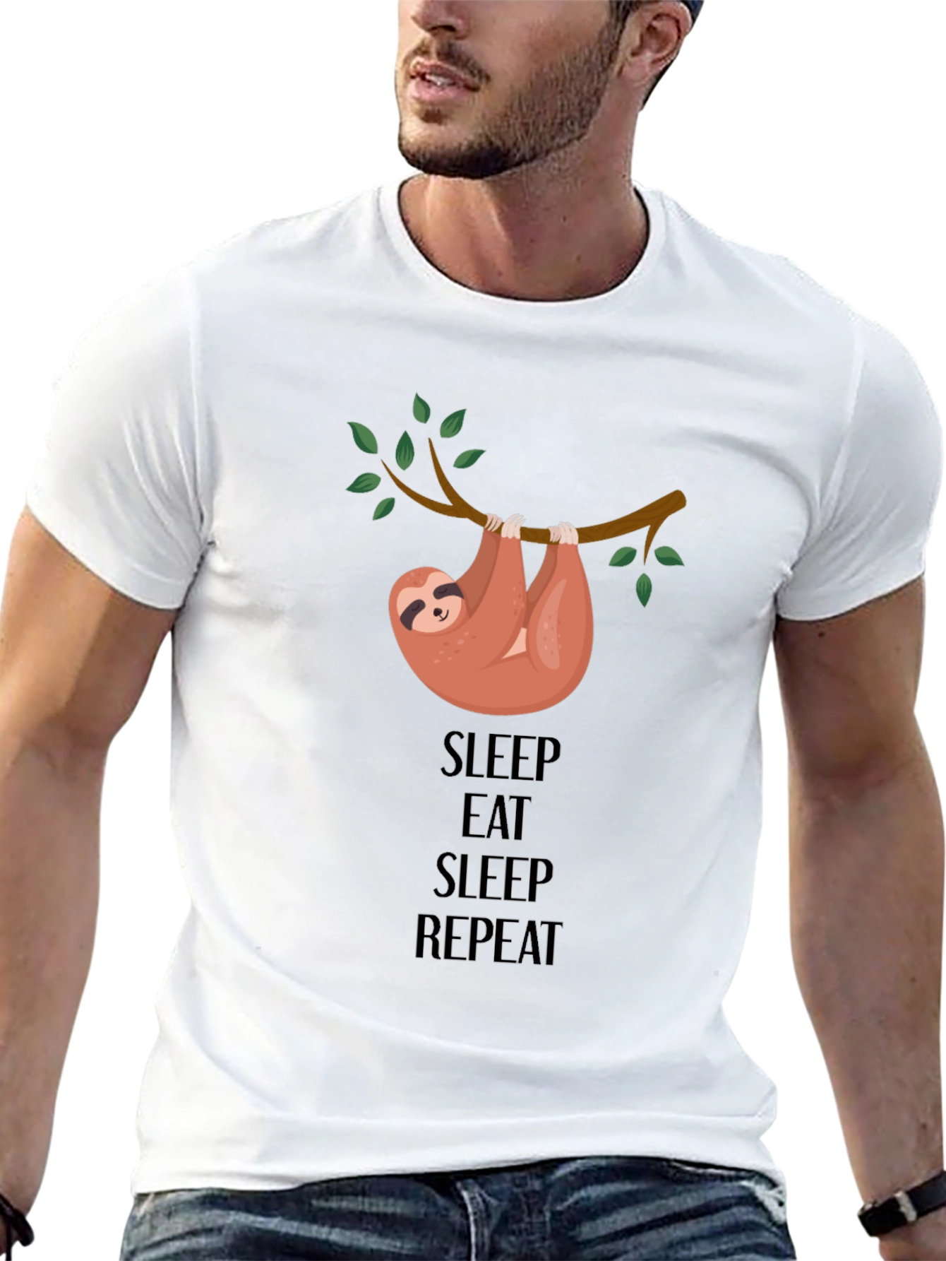Sleep Eat Repeat Sloth Graphic Tee
