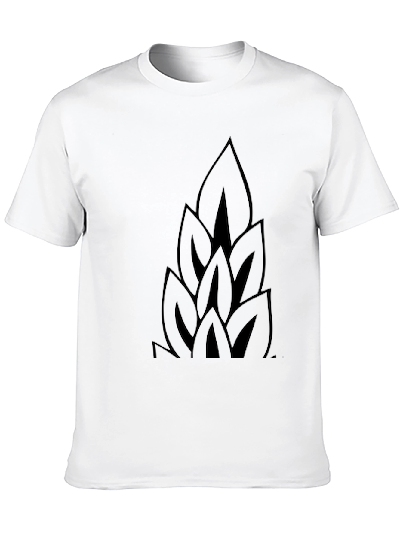 Mens Black T-Shirt with Abstract Leaf Design