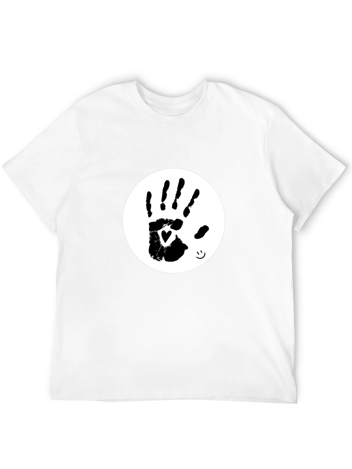 Heart Handprint Tee - Black Cotton Blend T-Shirt