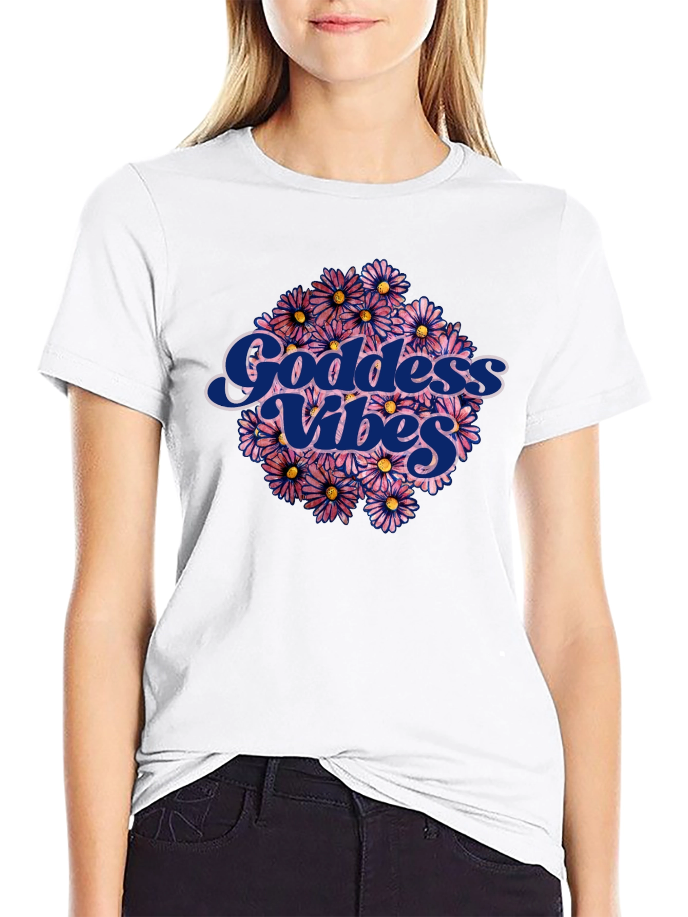 Goddess Vibes Graphic Tee - Floral Design