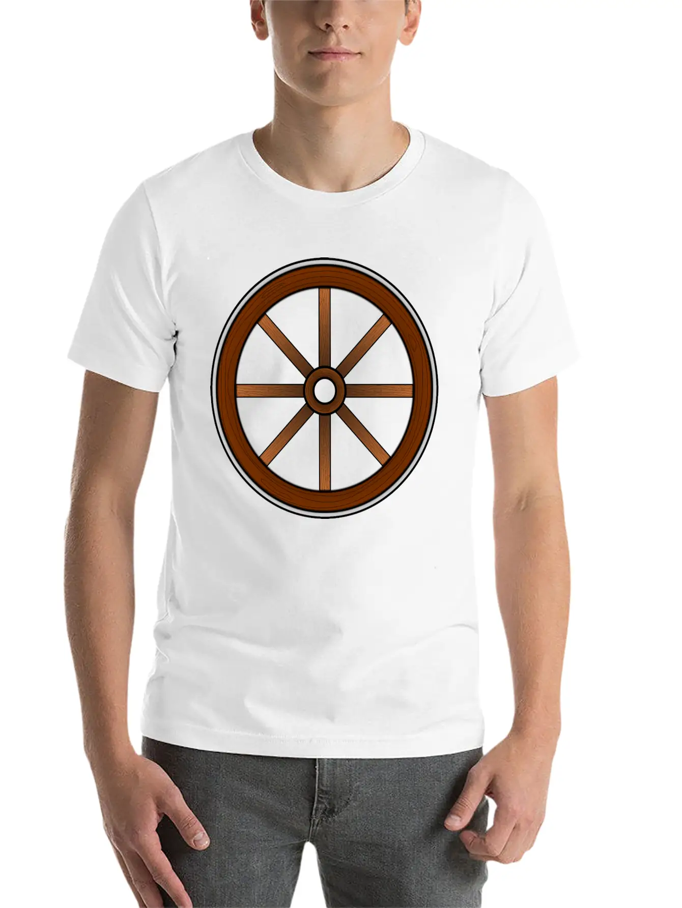 Cartwheel With Wood Effect Unisex Casual T-Shirt – Clean Design For Daily Comfort