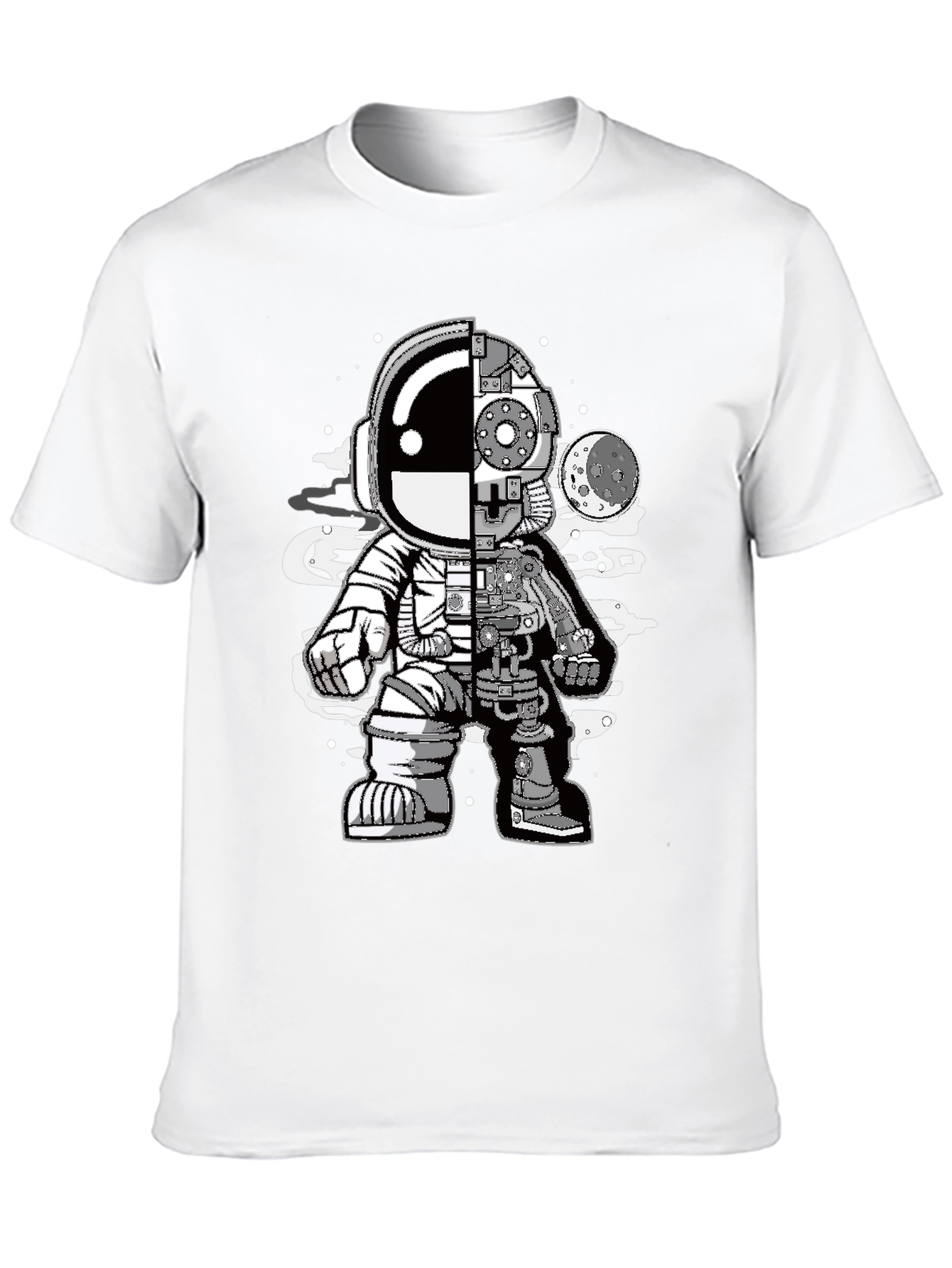 Astronaut Half Machine Graphic Tee - Unique Design