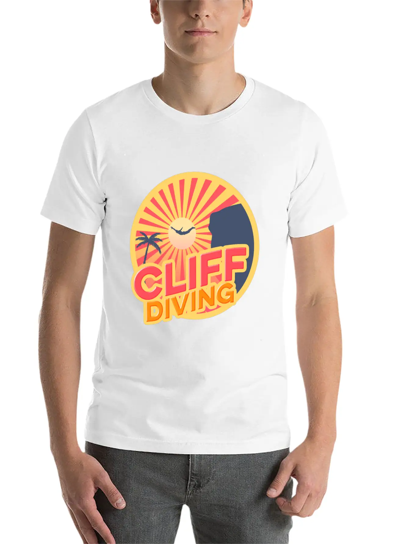 Cliff Diving Lover Instructing Cliff Jumping Unisex Casual T-Shirt – Clean Design For Daily Comfort