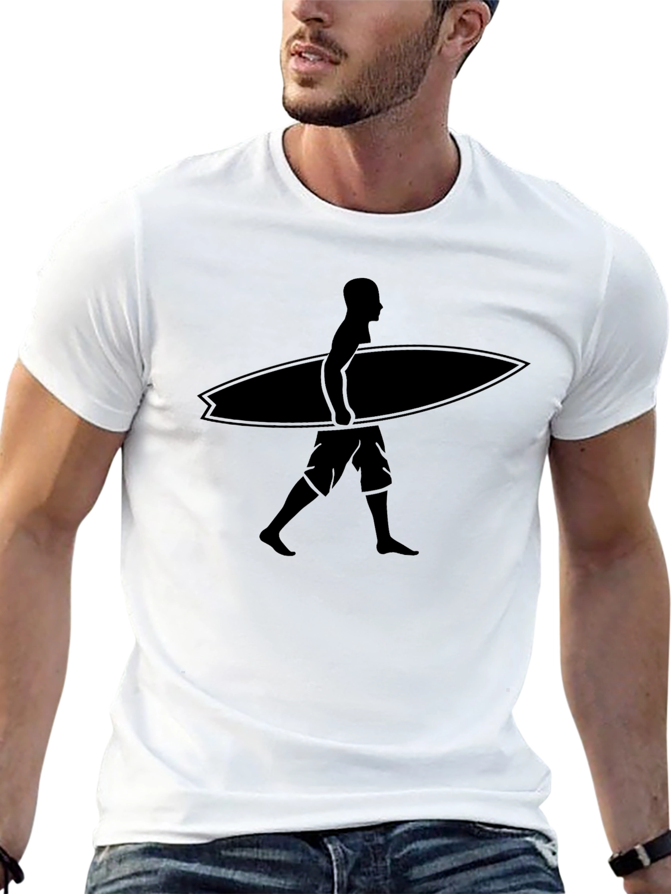 Surfer Graphic Tee - Casual Black T-Shirt