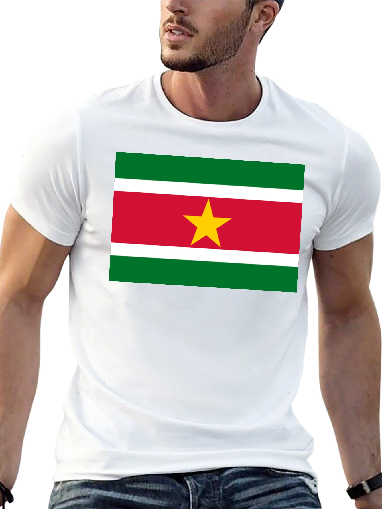 Suriname Flag T-Shirt - Black Cotton Tee