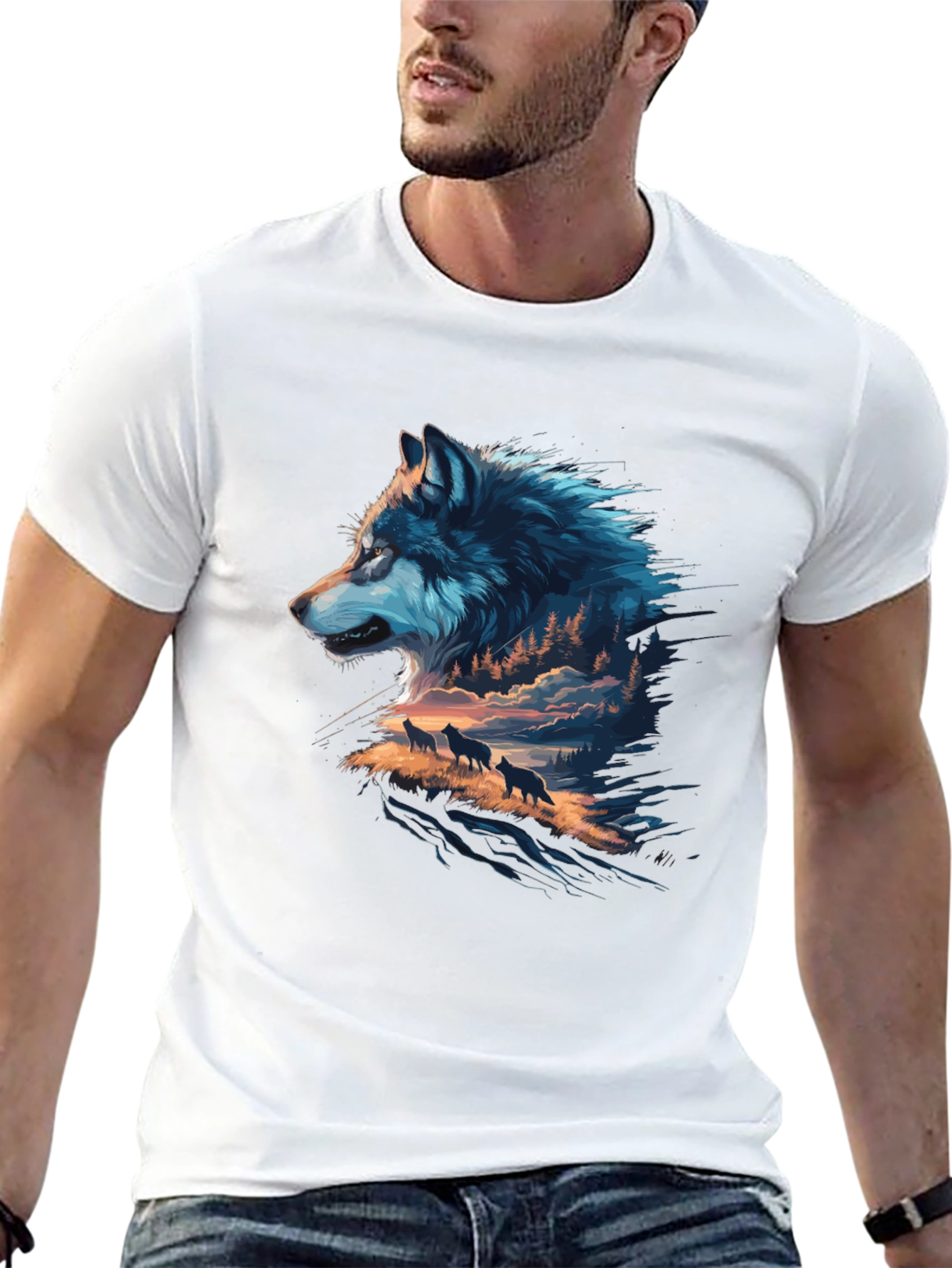 Wolf Pack Graphic Black T-Shirt