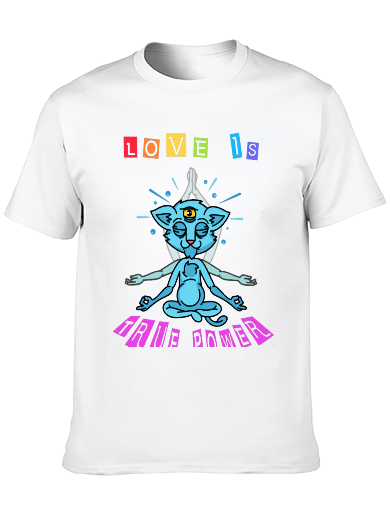 Love Is True Power Yoga Cat Graphic T-Shirt