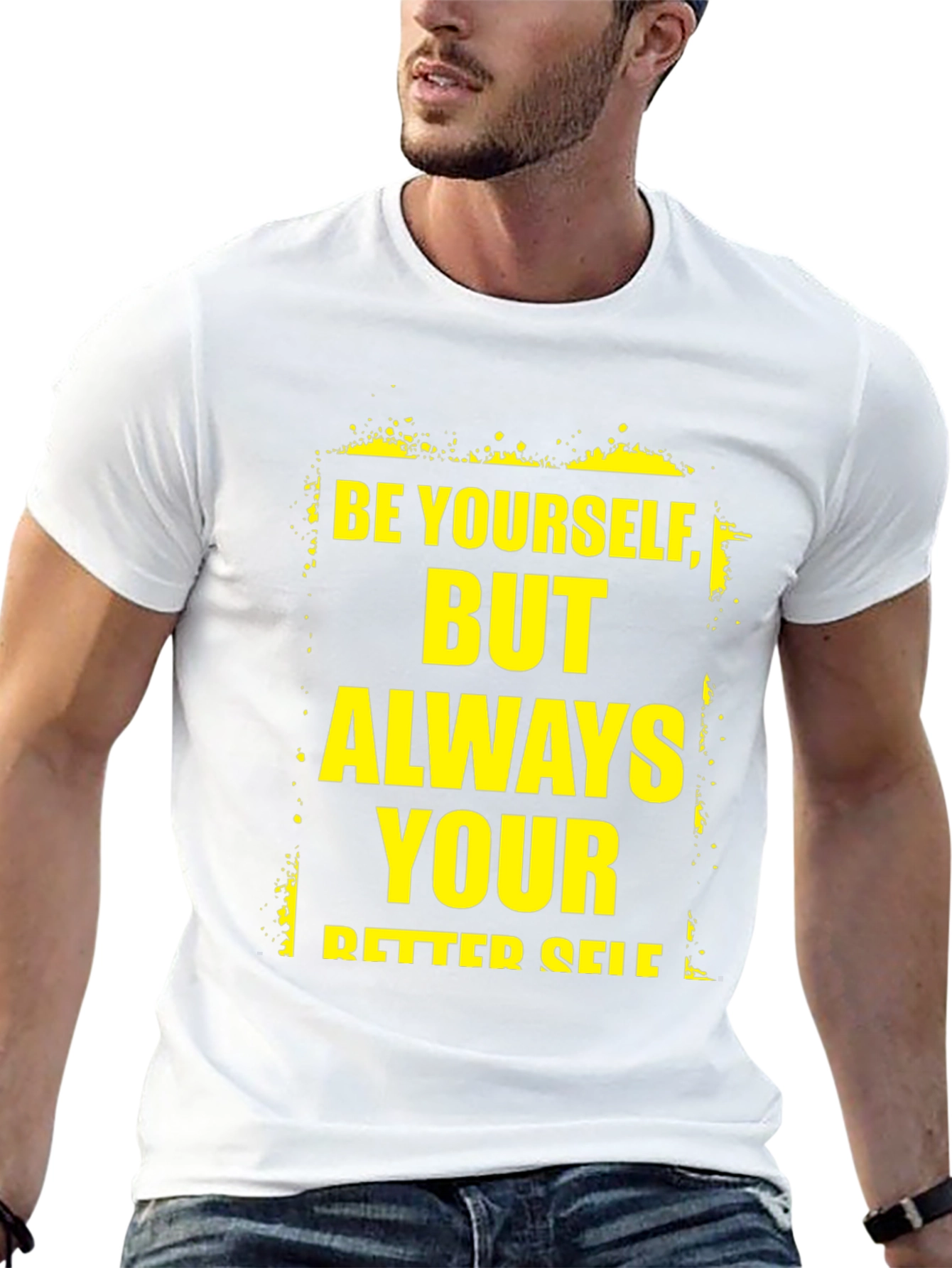 Inspirational Be Yourself Graphic Print Black T-Shirt