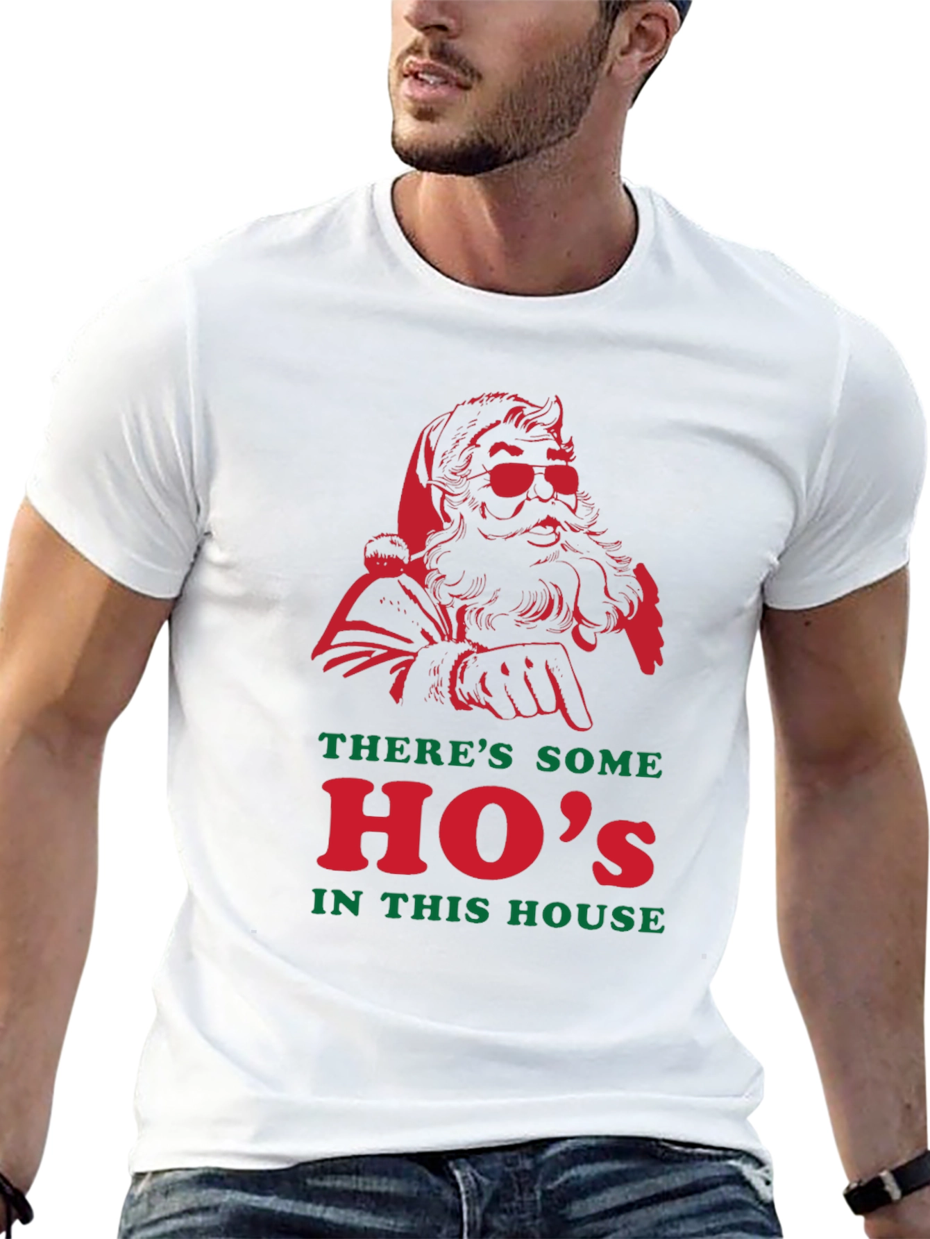 Santa Hos in This House Black T-Shirt