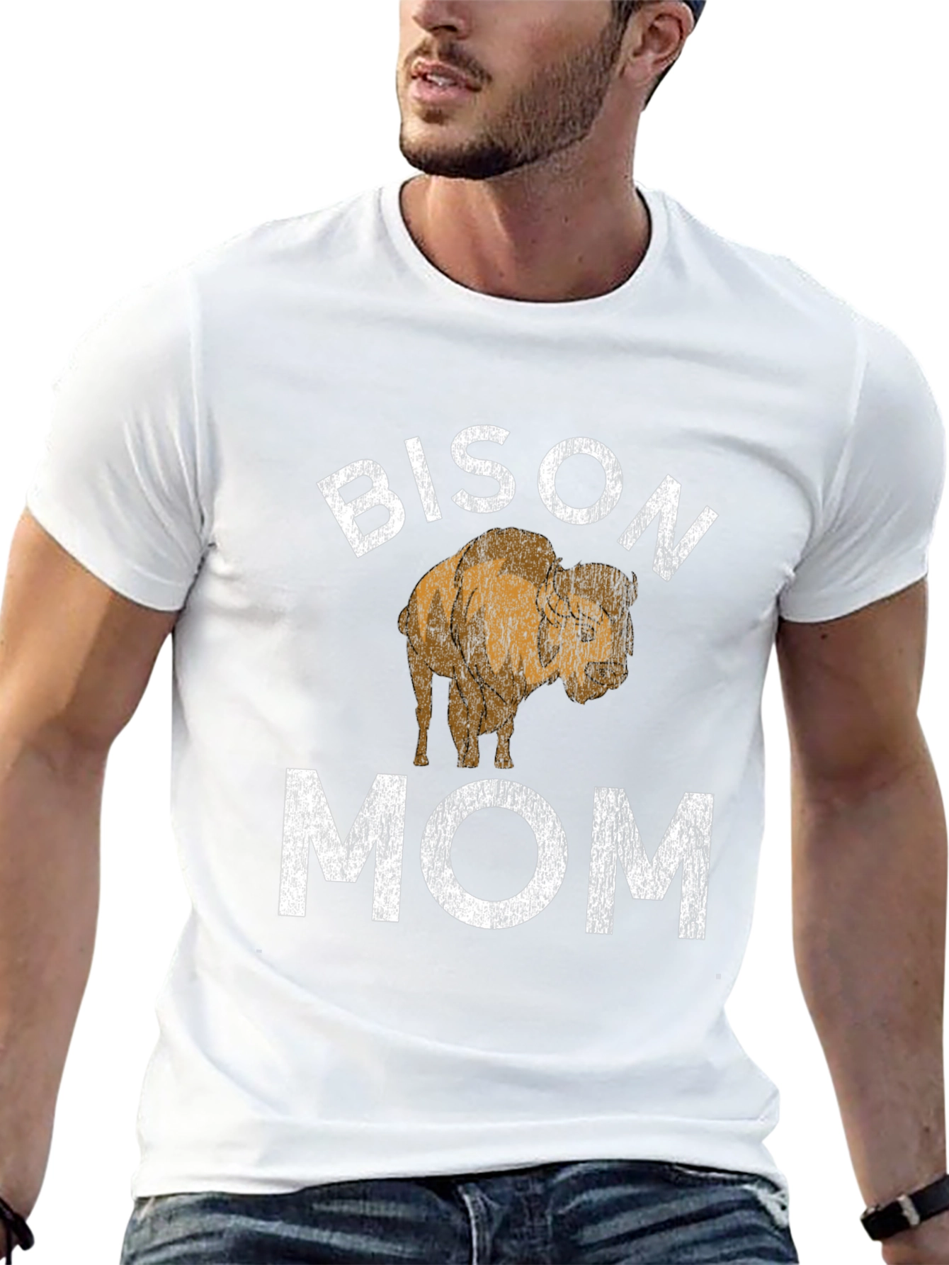Bison Mom Graphic Tee - Black Cotton T-Shirt