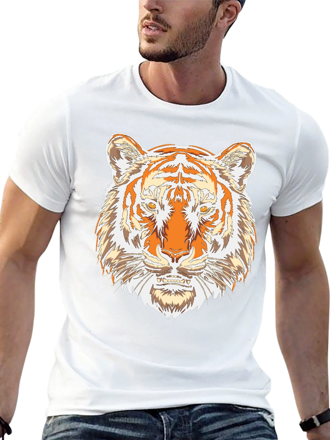 Tiger Graphic Print Black T-Shirt