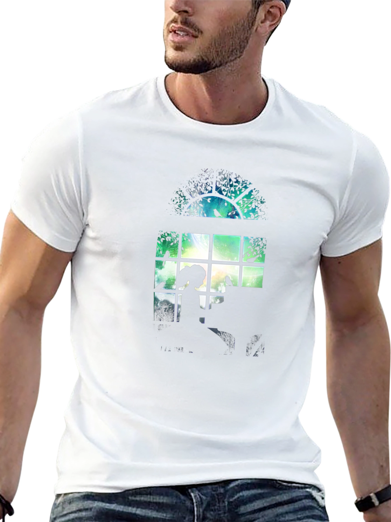 Silhouette Window Tee - Artistic Graphic Print