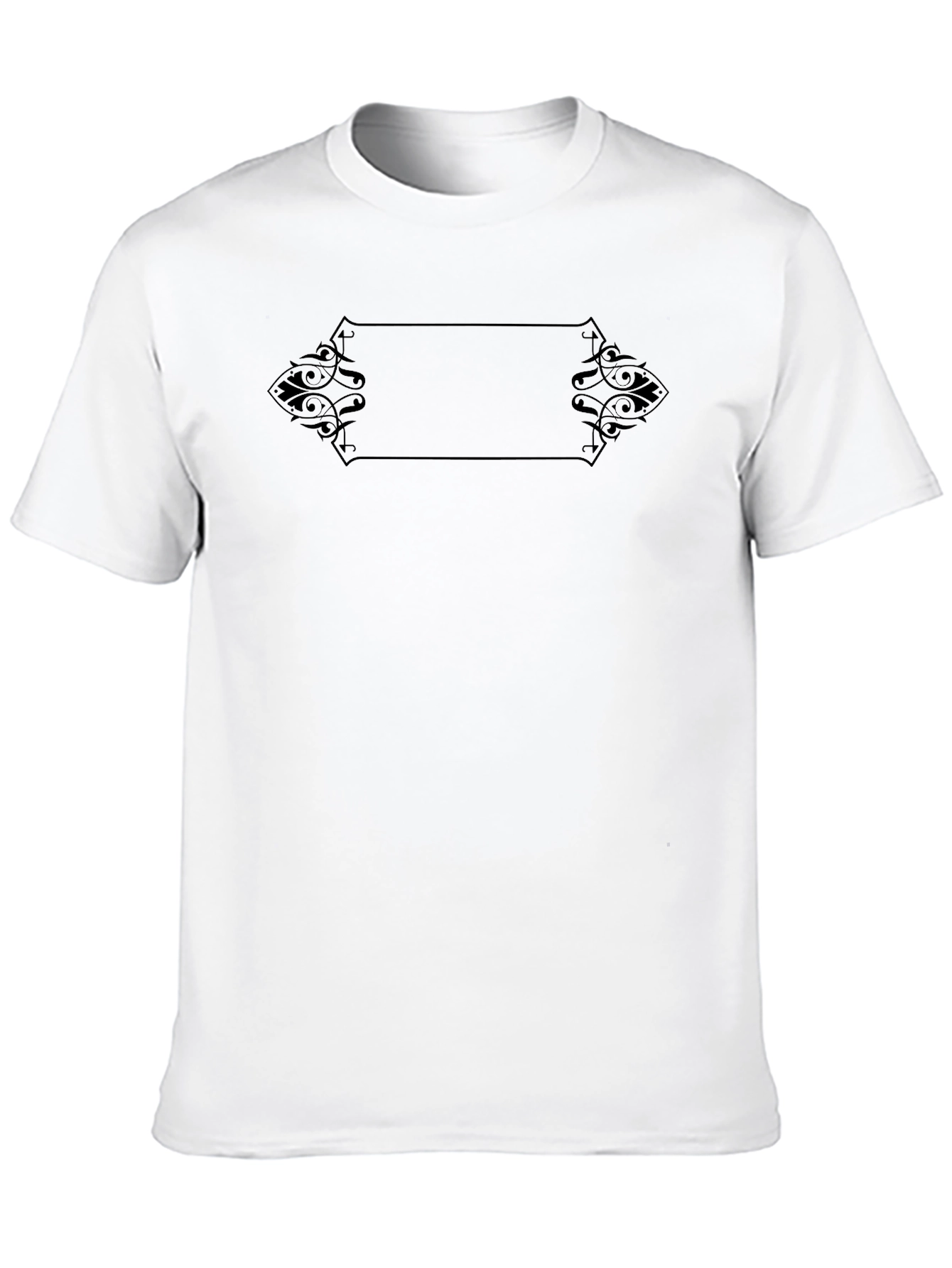Mens Black Graphic Tee - Ornamental Frame Design