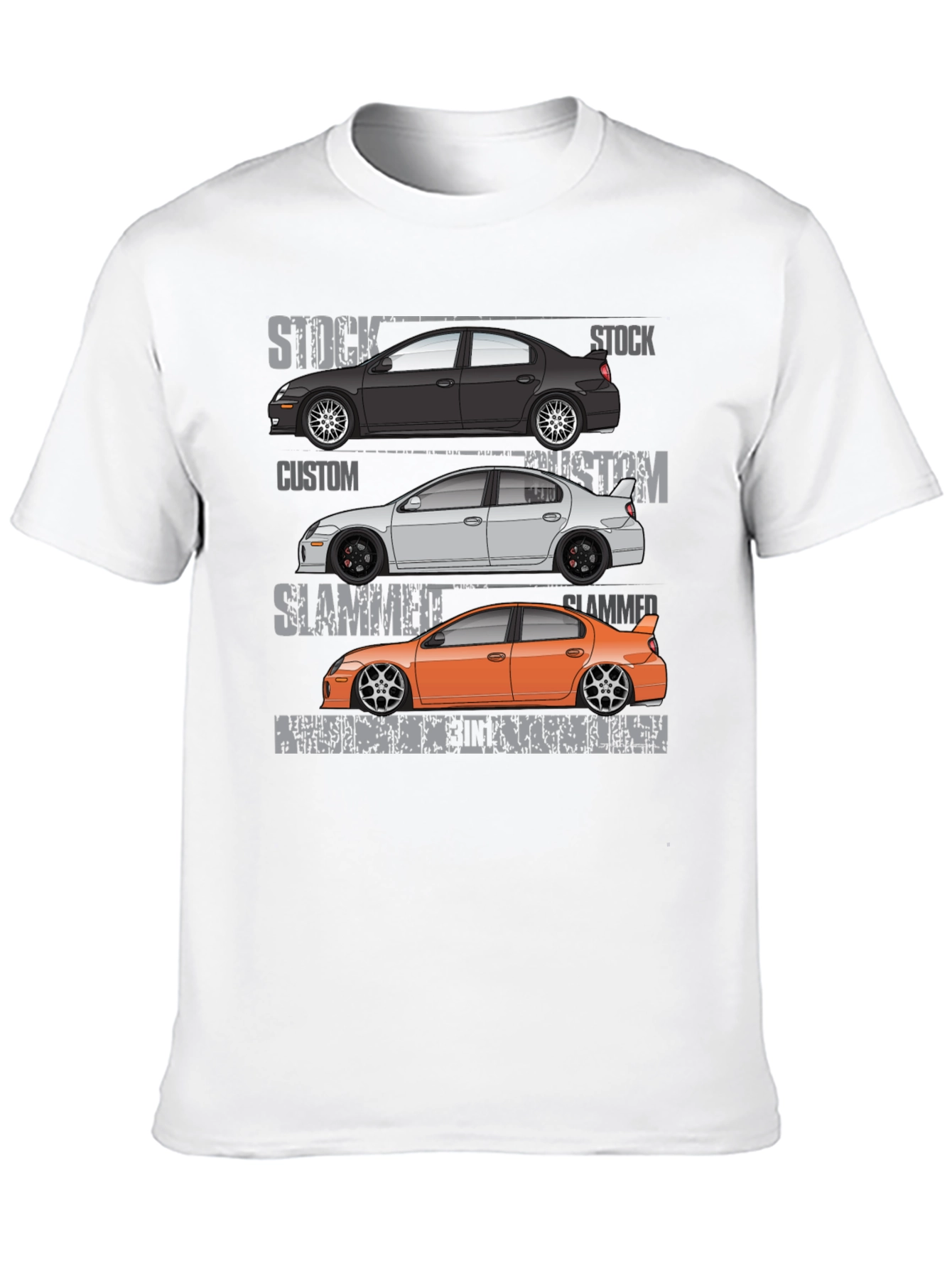 Car Enthusiast T-Shirt: Stock Custom Slammed