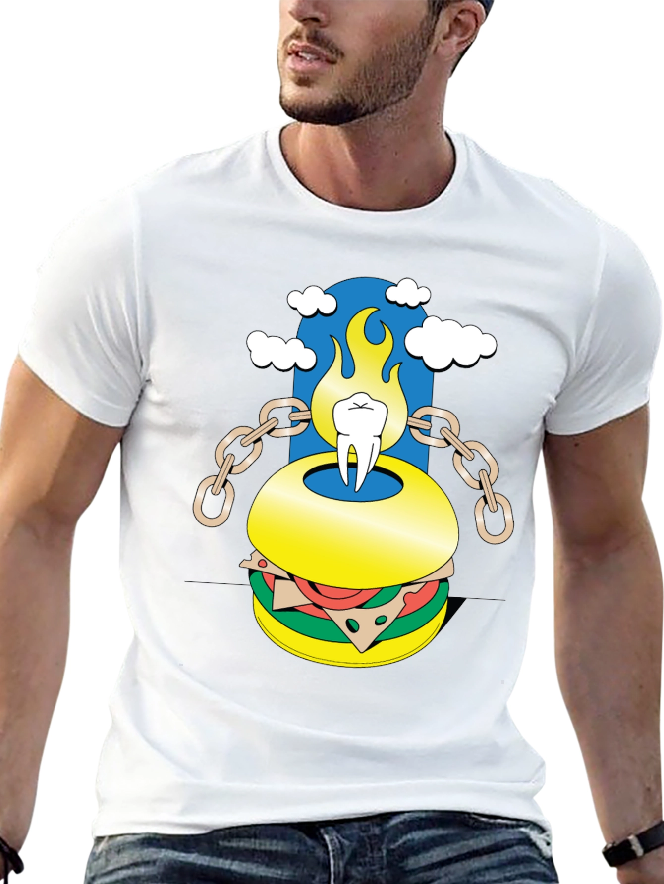 Burger Tooth Graphic Tee - Unique Design