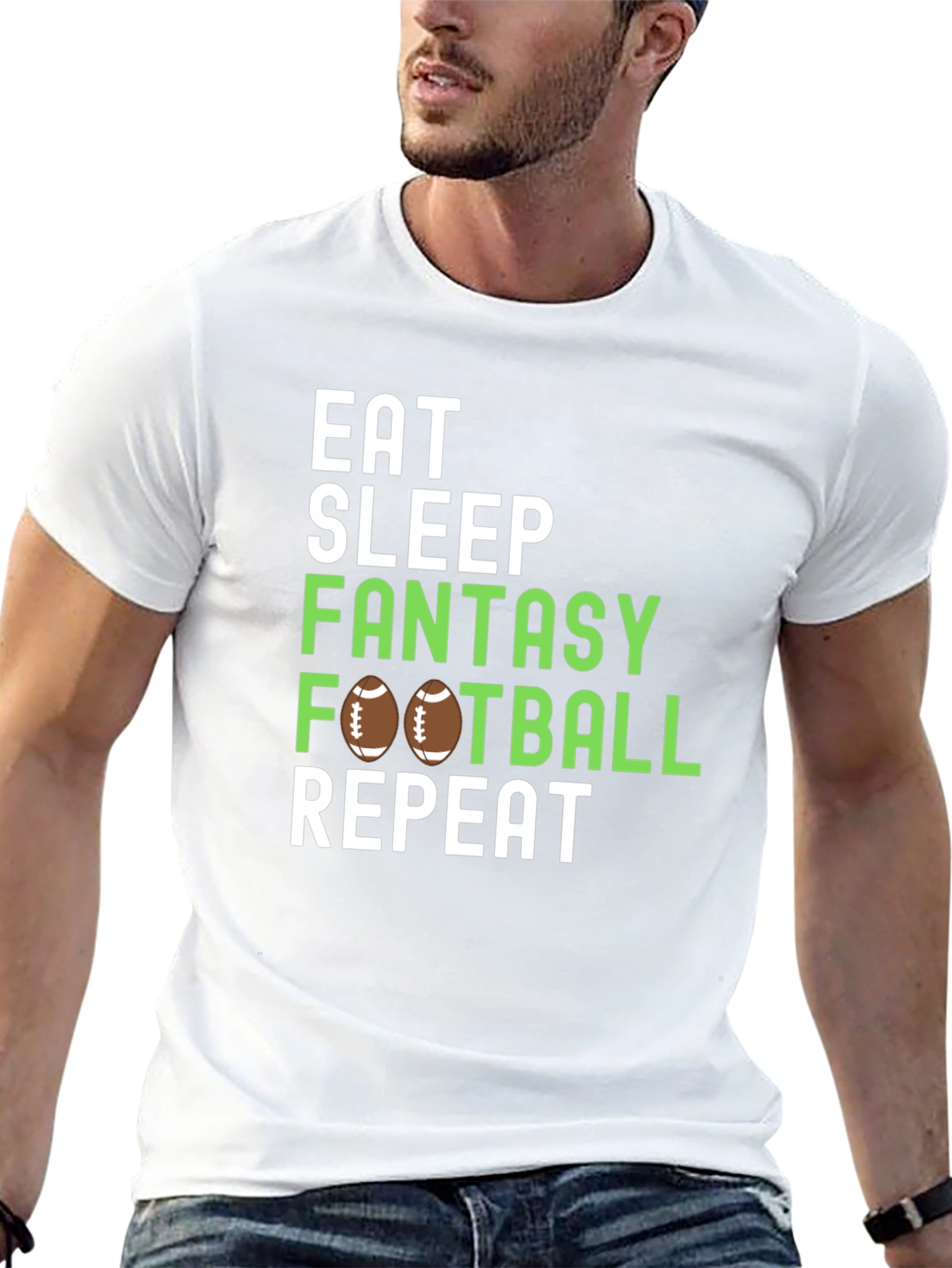 Eat Sleep Fantasy Football Repeat Graphic Tee