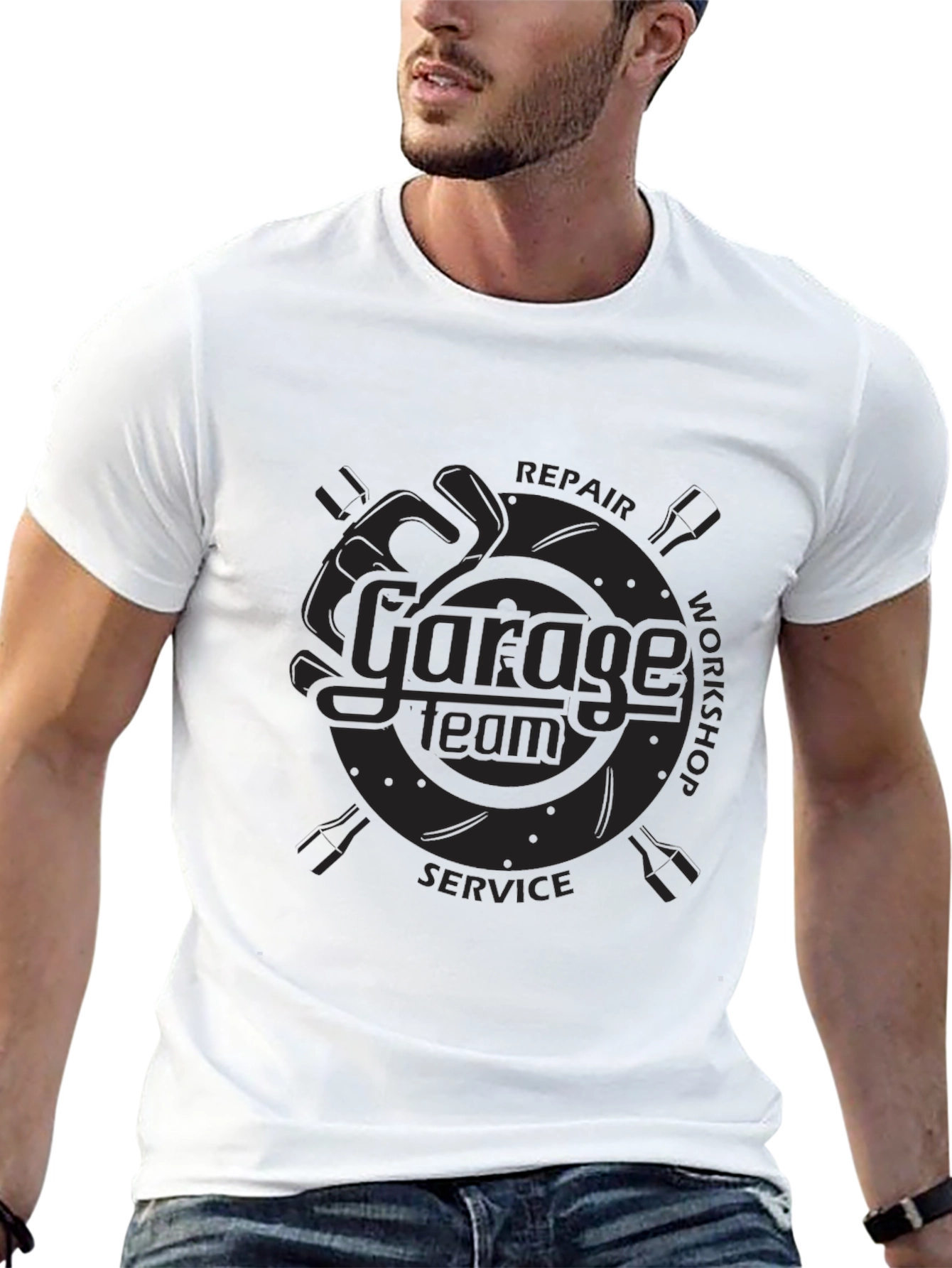 Garage Team Repair Service Black T-Shirt