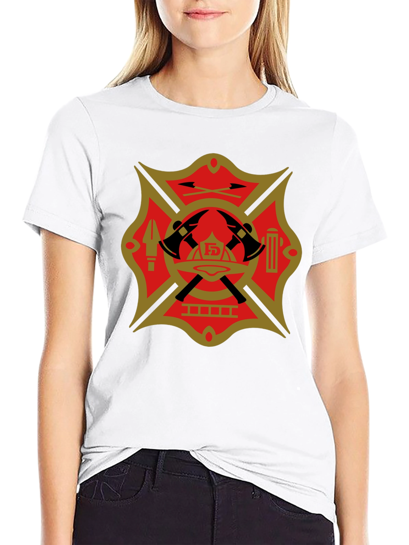 Firefighter Maltese Cross Graphic Tee