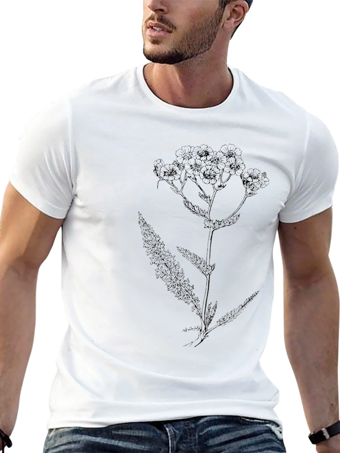 Botanical Print Black T-Shirt