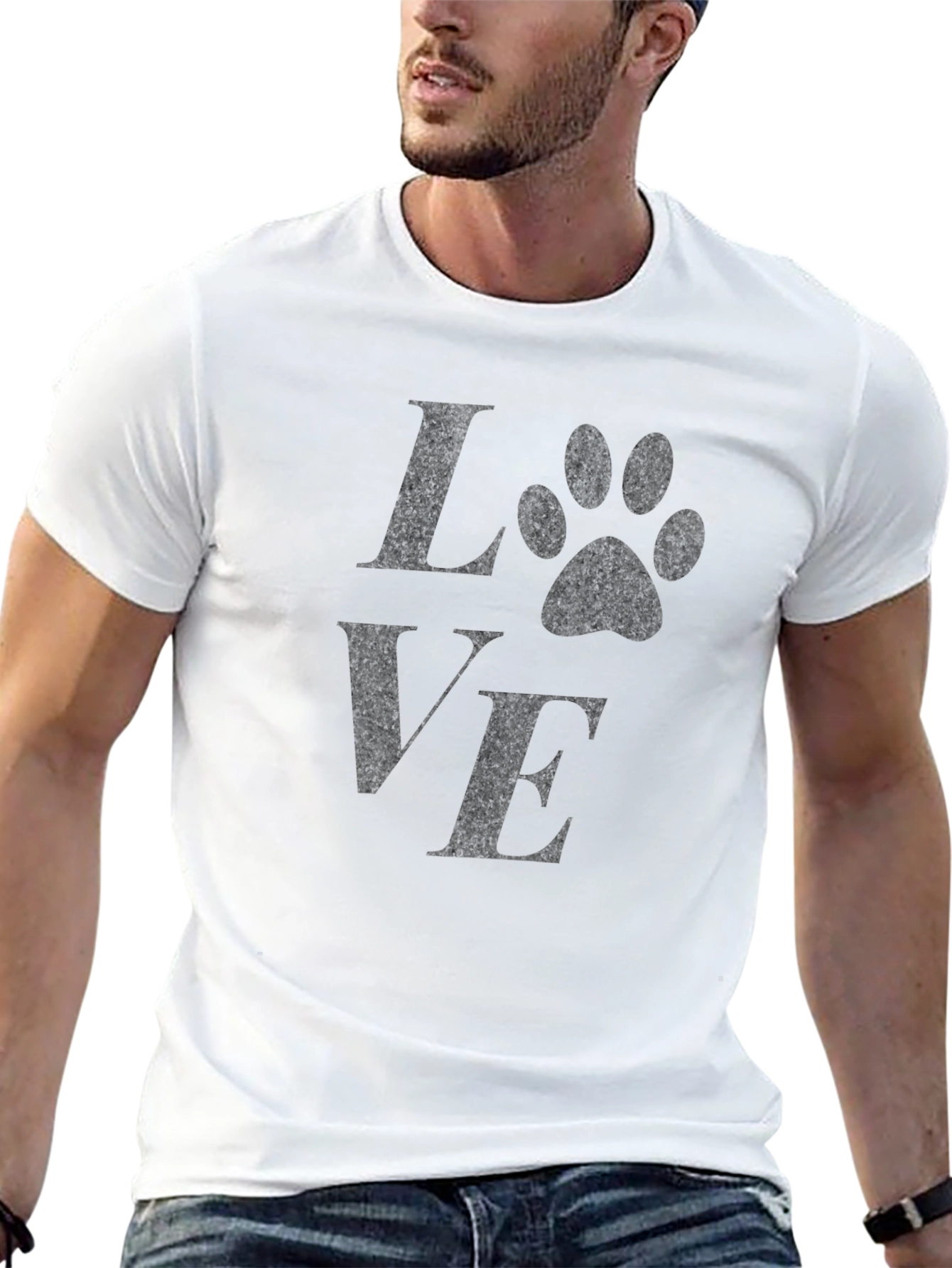 Love Paw Print Graphic Tee - Black