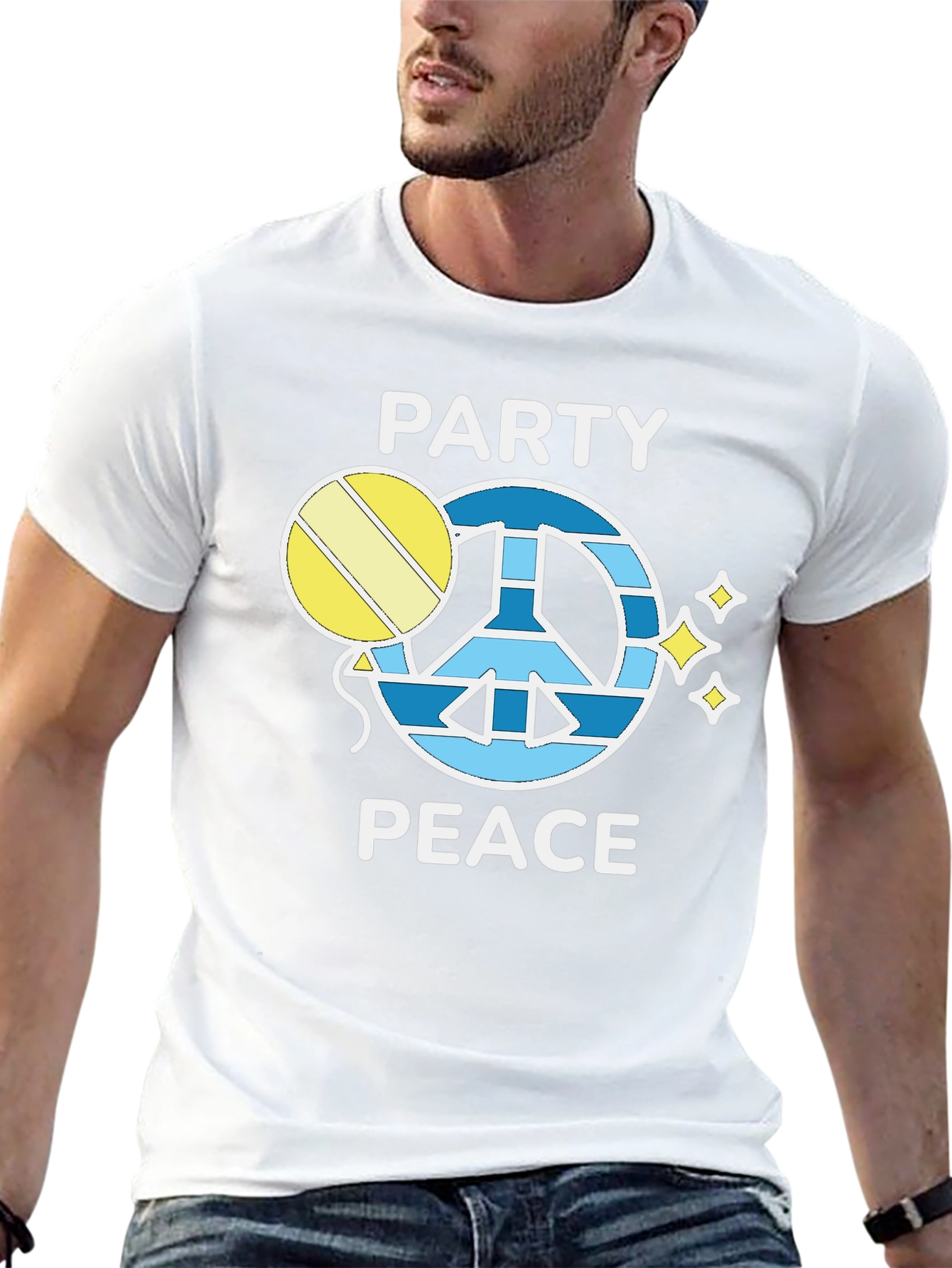 Party Peace T-Shirt - Black Crew Neck