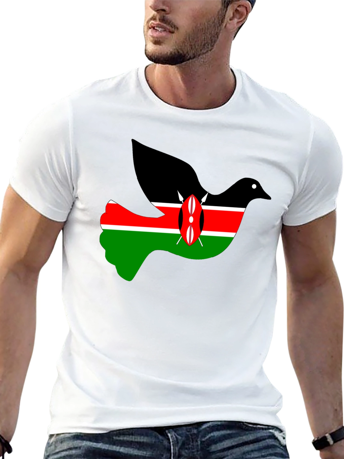 Kenya Flag Dove Graphic Tee - Black