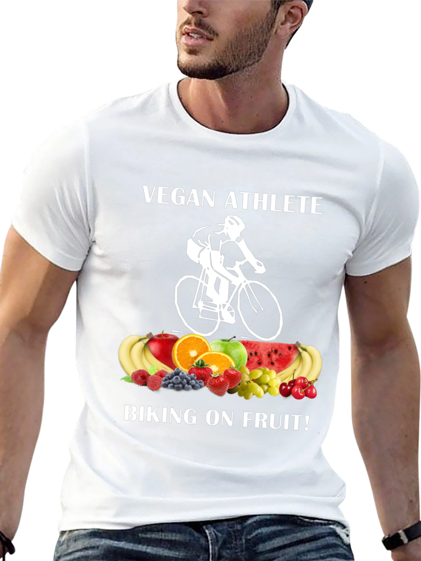 Vegan Athlete Biking On Fruit T-Shirt