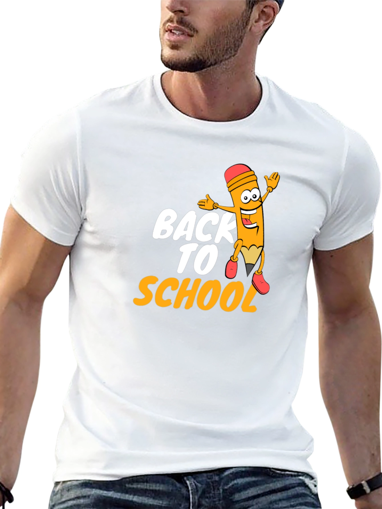 Back to School Pencil Cartoon Graphic T-Shirt