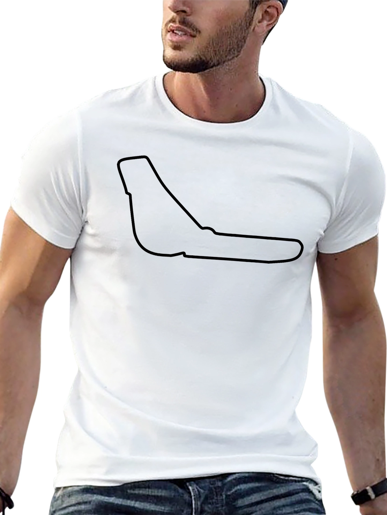 Minimalist Race Track Outline Black T-Shirt